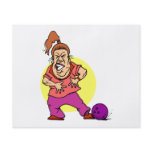 bowling ball crushing foot lady cartoon full color flyer