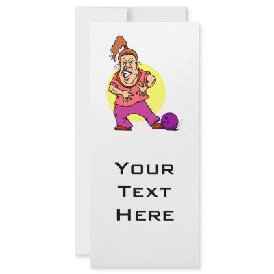 bowling ball crushing foot lady cartoon custom rack card by sports_shop