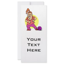 bowling ball crushing foot lady cartoon custom rack card