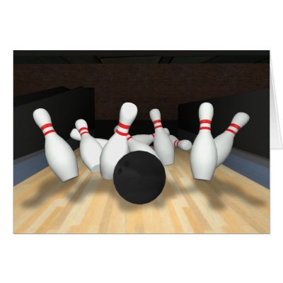 Bowling Ball & Pins: 3D Model: Card by spiritswitchboard
