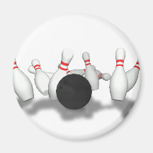 Bowling Ball & Pins: 3D Model: Fridge Magnets