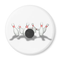 Bowling Ball & Pins: 3D Model: Refrigerator Magnets