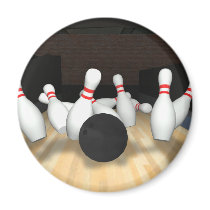 Bowling Ball & Pins: 3D Model: Refrigerator Magnets