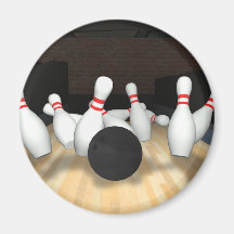 Bowling Ball & Pins: 3D Model: Refrigerator Magnets