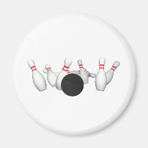 Bowling Ball & Pins: 3D Model: Refrigerator Magnet