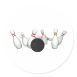 Bowling Ball & Pins: 3D Model: Round Sticker
