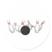 Bowling Ball & Pins: 3D Model: Round Sticker