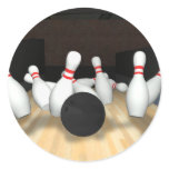 Bowling Ball & Pins: 3D Model: Round Stickers