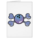 bowling ball Skull purple Crossbones Greeting Card