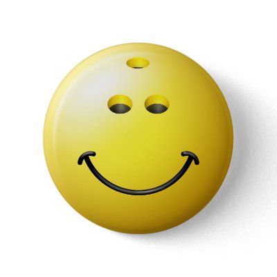 Bowling Ball Smiley Face Pins by tshirtmonkey