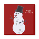 Bowling Ball Snowman Christmas Fridge Magnets