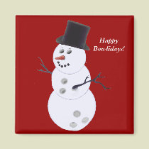 Bowling Ball Snowman Christmas magnets