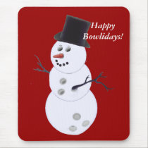 Bowling Ball Snowman Christmas mousepads