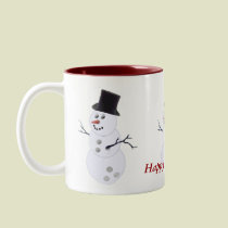 Bowling Ball Snowman Christmas mugs