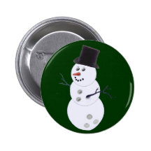 Bowling Ball Snowman Christmas Pinback Buttons