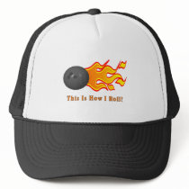 Bowling Ball With Flames Trucker Hats