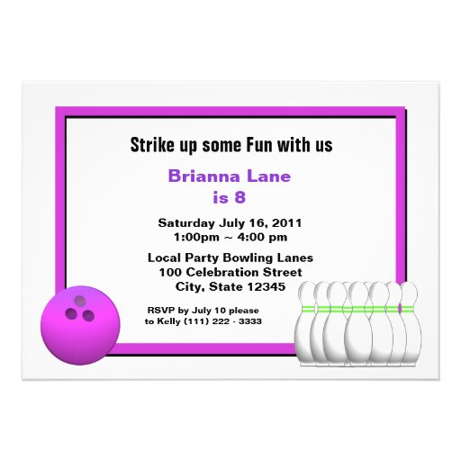 Bowling Birthday Custom Announcements
