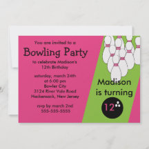 Bowling Party Invitations on Bowling Birthday Party Invitation
