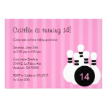 Bowling Birthday Party Invitation - Pink invitations