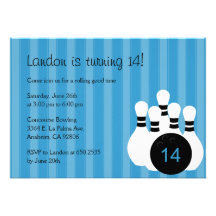 Bowling Birthday Party Invitation - Pink