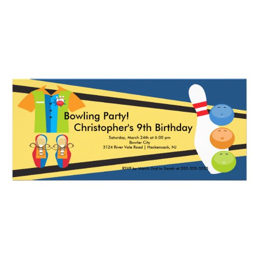 Bowling Birthday Party Invitation Retro