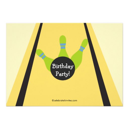Bowling Birthday Party Invitation Retro Boy
