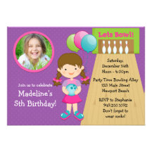 Bowling Birthday Party Invitation with Photo
