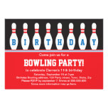 Bowling birthday party invitation with pins