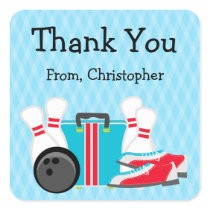 Bowling Birthday Party Thank You Stickers