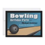Bowling - Blue Birthday Party Invitations
