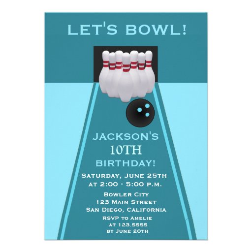 Bowling Boy Birthday Party Invitation