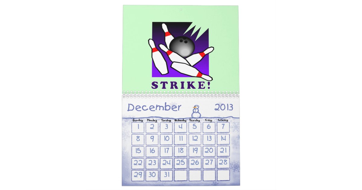 Bowling Calendar Zazzle