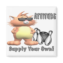Bowling Cat: Attitude Refrigerator Magnet