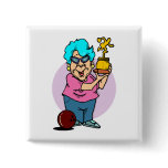 bowling champ granny cartoon button