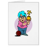 bowling champ granny cartoon greeting cards