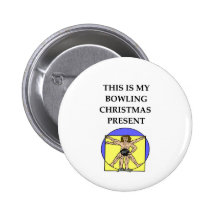 bowling christmas present pinback button