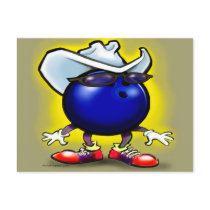 Bowling Cowboy Postcard