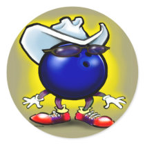 Bowling Cowboy Round Sticker