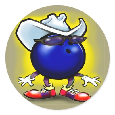 Bowling Cowboy Round Sticker by FunGraphix
