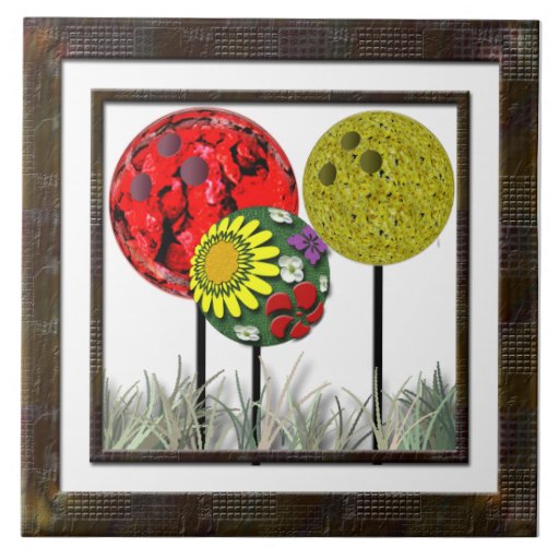 Bowling Flower Patch Ceramic Tile