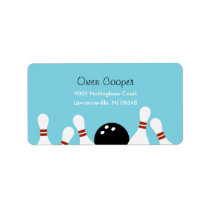 Bowling Fun Address Label (Turquoise)