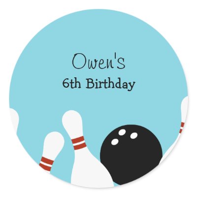 Bowling Fun Favor Stickers (Turquoise) by paper_girl