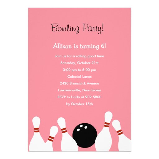 Bowling Fun Party Invitation (Pink)