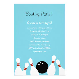 Bowling Fun Party Invitation (Turquoise) Custom Announcement