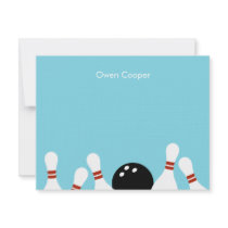 Bowling Fun Thank You Card (Turquoise) Custom Invitations