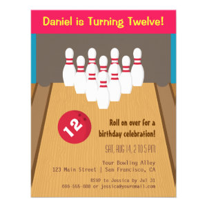 Bowling Game Birthday Party Invitations