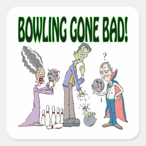 Bowling Gone Bad Square Sticker Zazzle