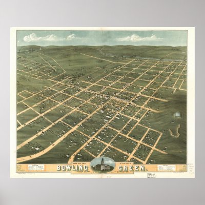 Bowling Green Kentucky 1871 Panoramic Map Poster by terraprints_classic