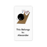 bowling humor pins running scared cartoon address label