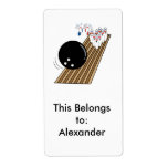 bowling humor pins running scared cartoon custom shipping label